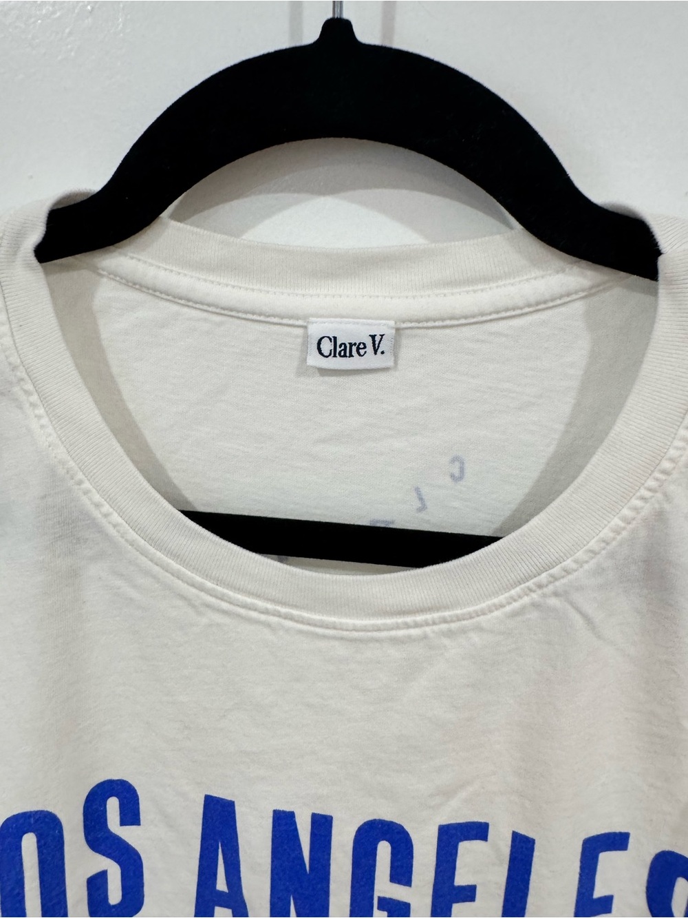 Clare V White Tee with Bold Blue 'Los Angeles Je T'aime' Graphic - Picture 3 of 7